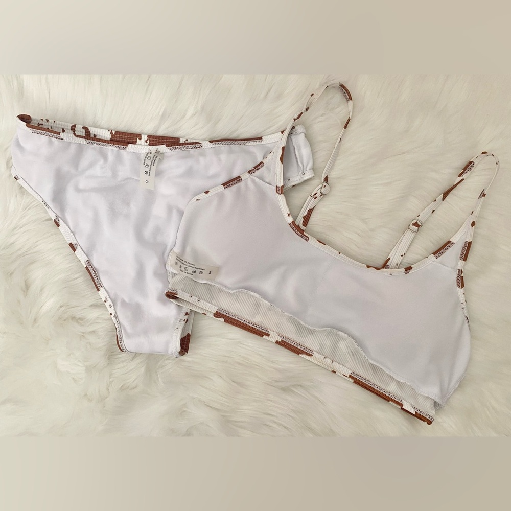 BROWN COW PRINT RIBBED 2-PIECE BIKINI SET - Picture 5 of 6